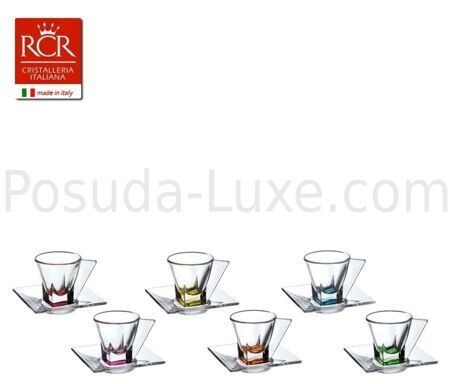 Набор чайных пар RCR Fusion COLOUR 12 предметов 70мл (6 пар)