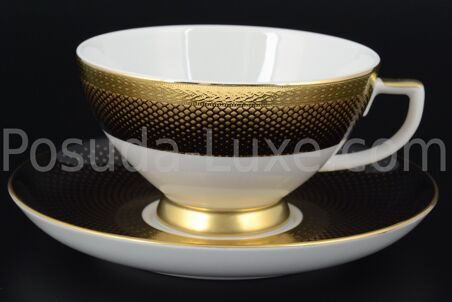Набор чайных пар Falkenporzellan Rio black gold 220мл(6 пар)