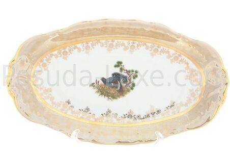 Блюдо овальное Sterne porcelan Охота Бежевая 24 см